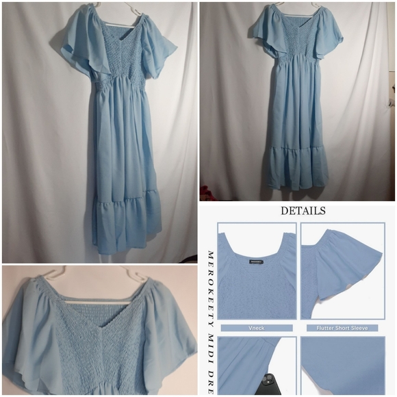 Pretty Blue Dress Flexible Size Small - Picture 5 of 16